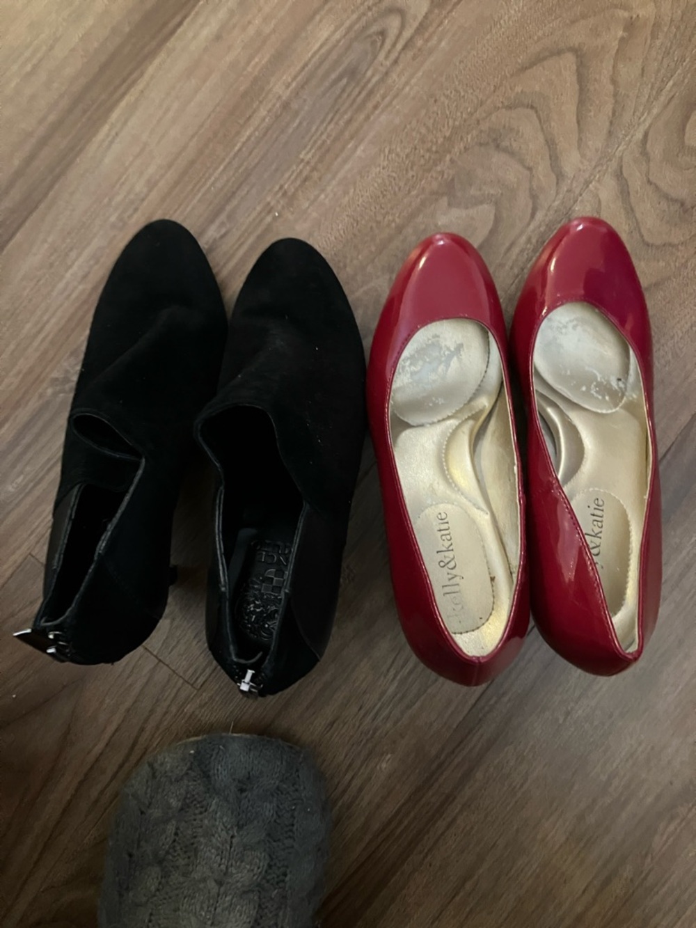 Kelly & Katie Red Patent and Vince Camuto black suede